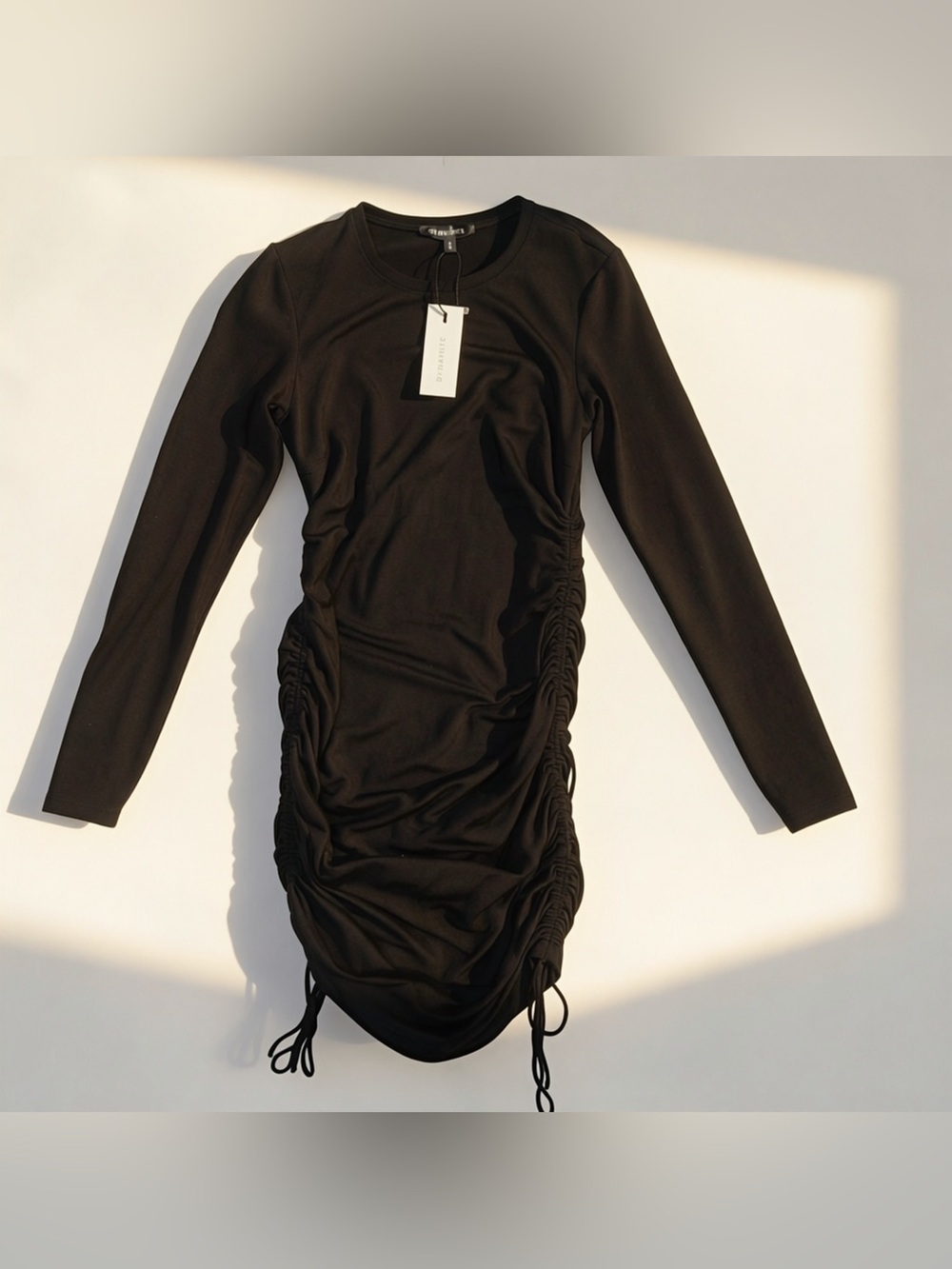 Dynamite Ruched Drawstring Long Sleeve Mini Dress |Medium| NWT Gorpcore Grunge - Picture 2 of 5